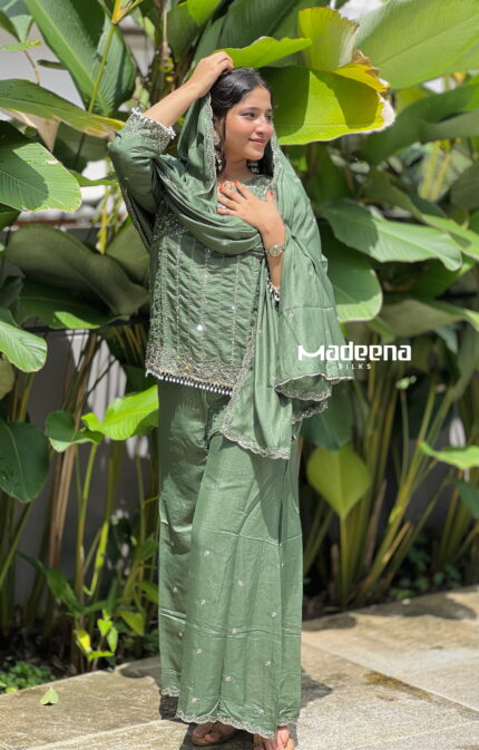 PREMIUM PARTY WEAR SUIT WITH RUSSIAN PALAZZO AND SHORT TOP