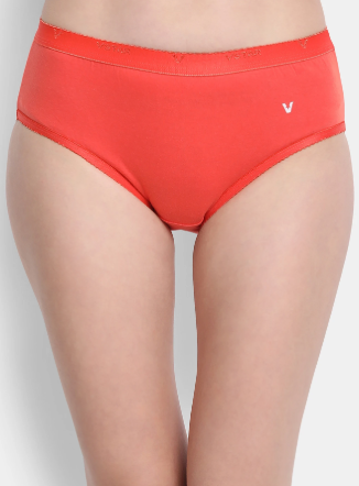 Low rise solid color panty with outer elastic waistband